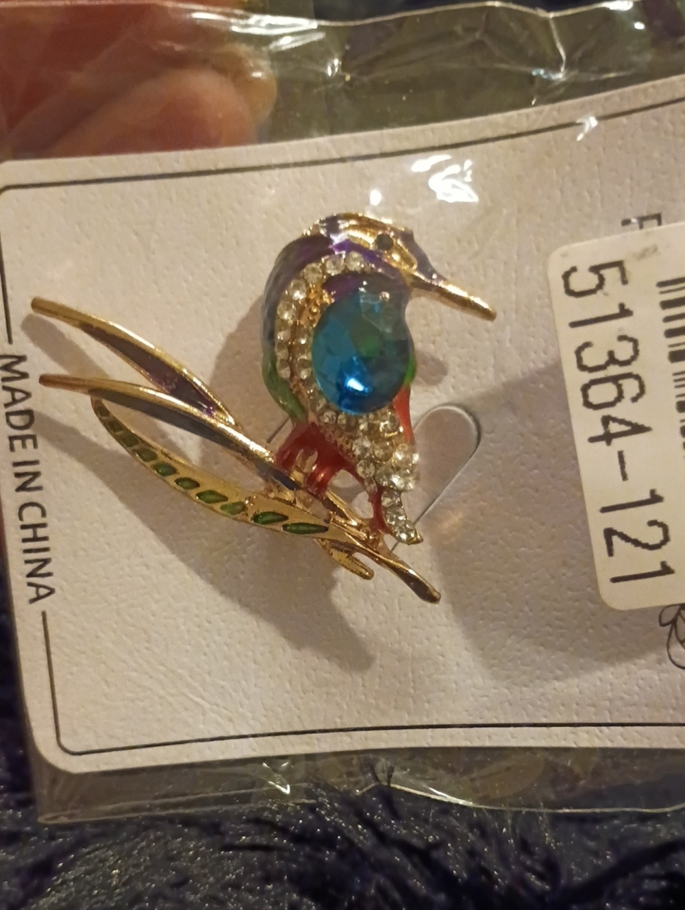 Gold Tone Multicolor Crystal Bird Brooch - Unbranded